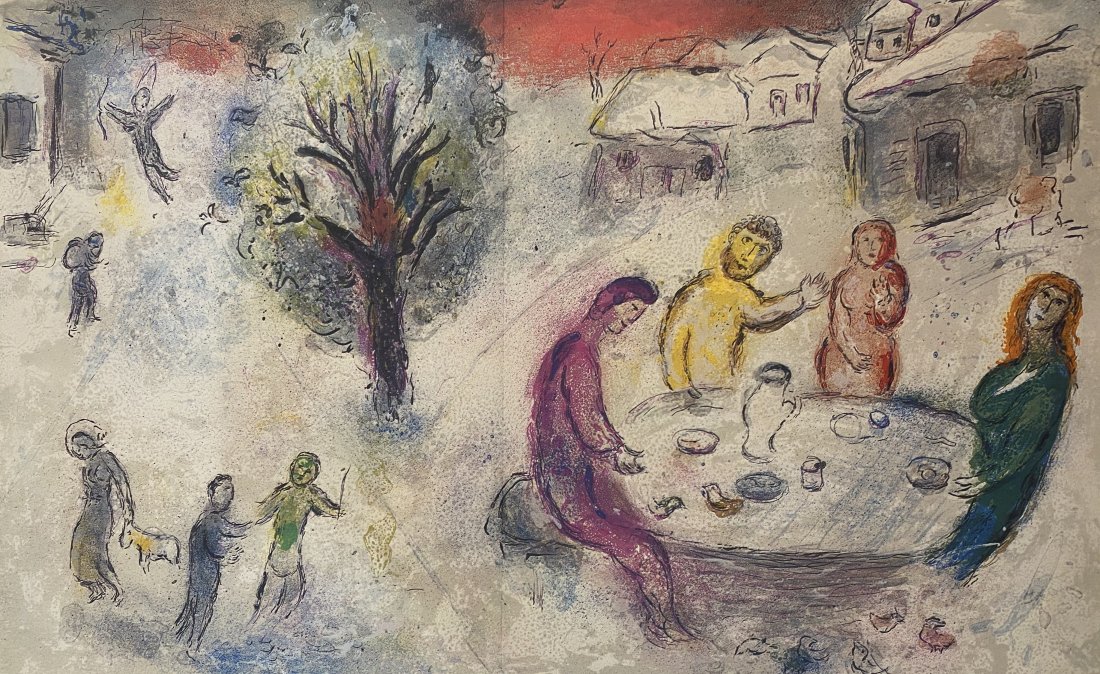 Larger Marc Chagall Pencil Signed Offset Lithograph: MARC CHAGALL (1887-1985) Untitled Offset lithograph on paper 12 1/2" x 18 3/4" Signed lower right side in pencil