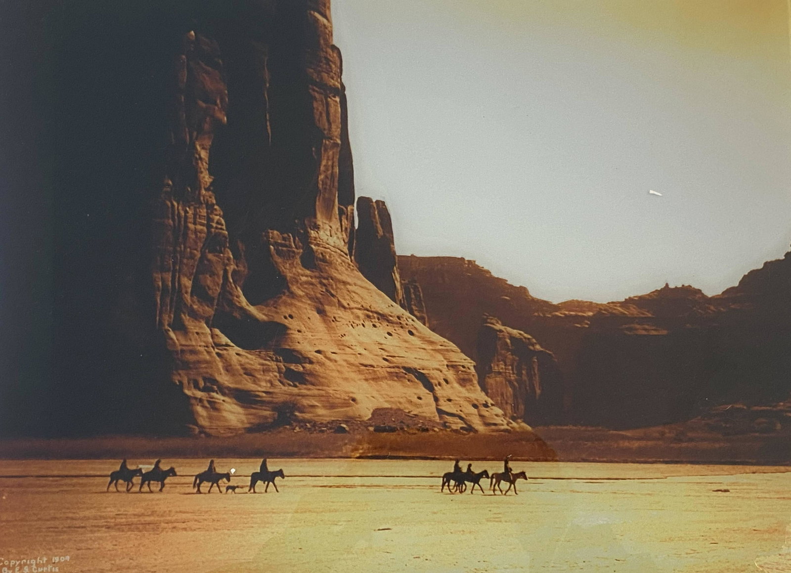 Edward Curtis Goldtone Glass Photograph (Canyon): EDWARD CURTIS (1868-1952) Canyon de Chelly, 1904 Goldtone Orotone Glass Plate, printed later 10 3/4" x 14 3/8" glass size Signed with copyright to left side "Copyright 1904 - By E.S. Curtis"