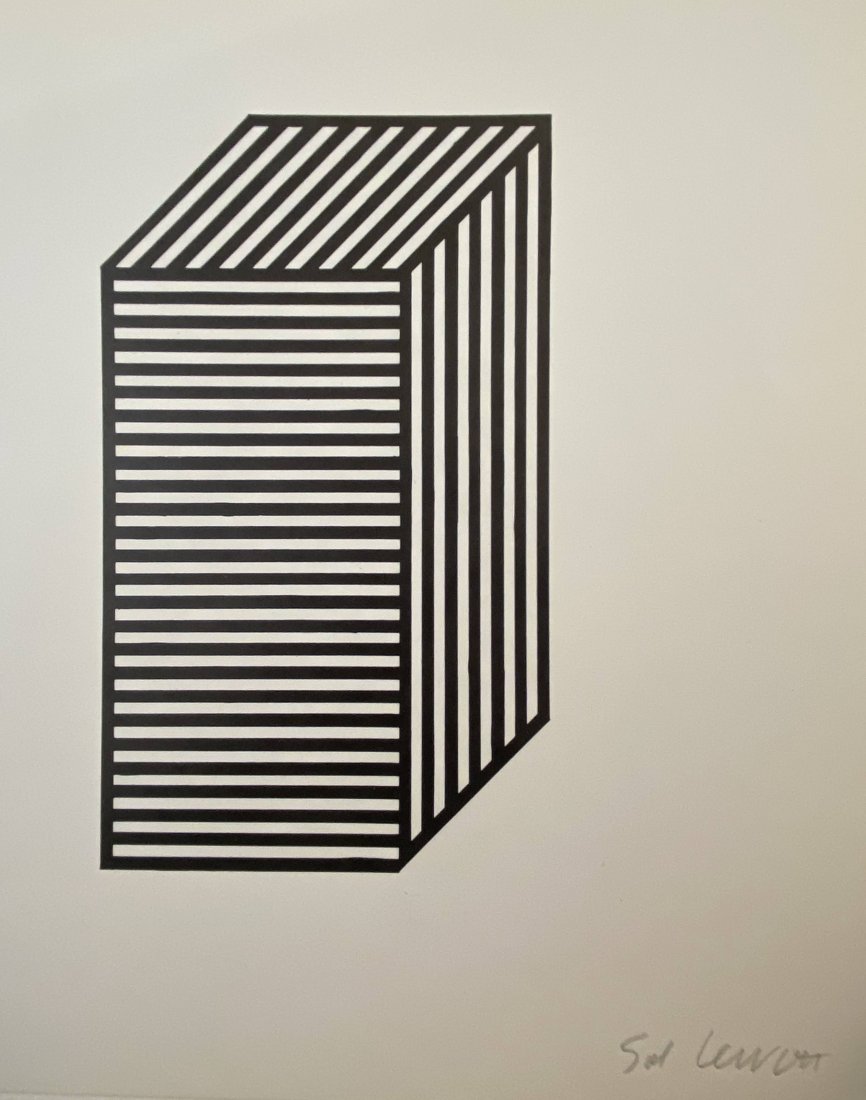 Sol Lewitt Untitled Pencil Signed Offset Litho: SOL LEWITT (1928-2007) Untitled, Geometric Figure Offset lithograph on paper Signed lower side in pencil 8 3/4" x 8 4/5"