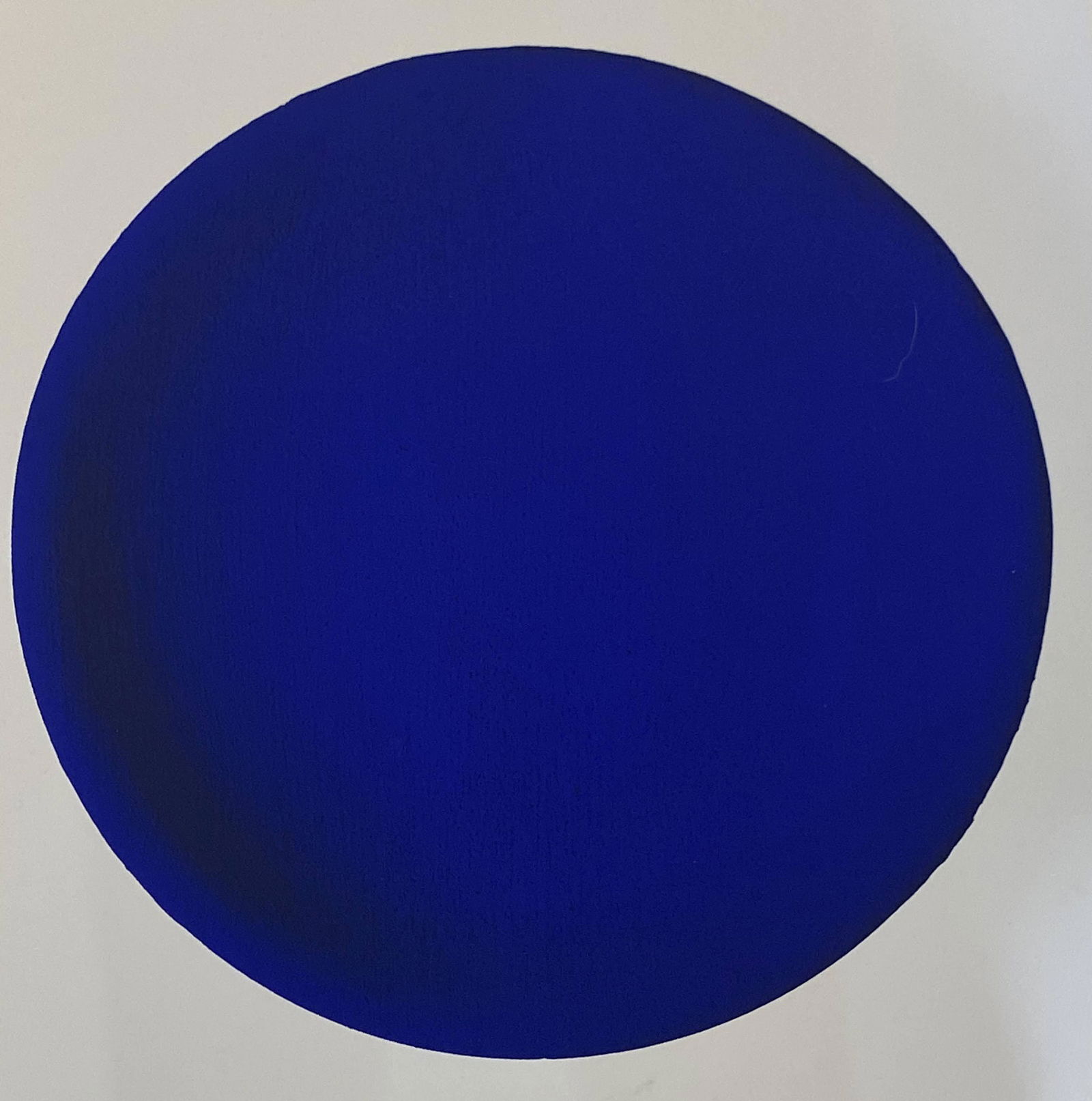 Yves Klein Serigraph (Blue Circle): YVES KLEIN (1928-1962) Untitled Blue Serigraph on paper 20" x 20"