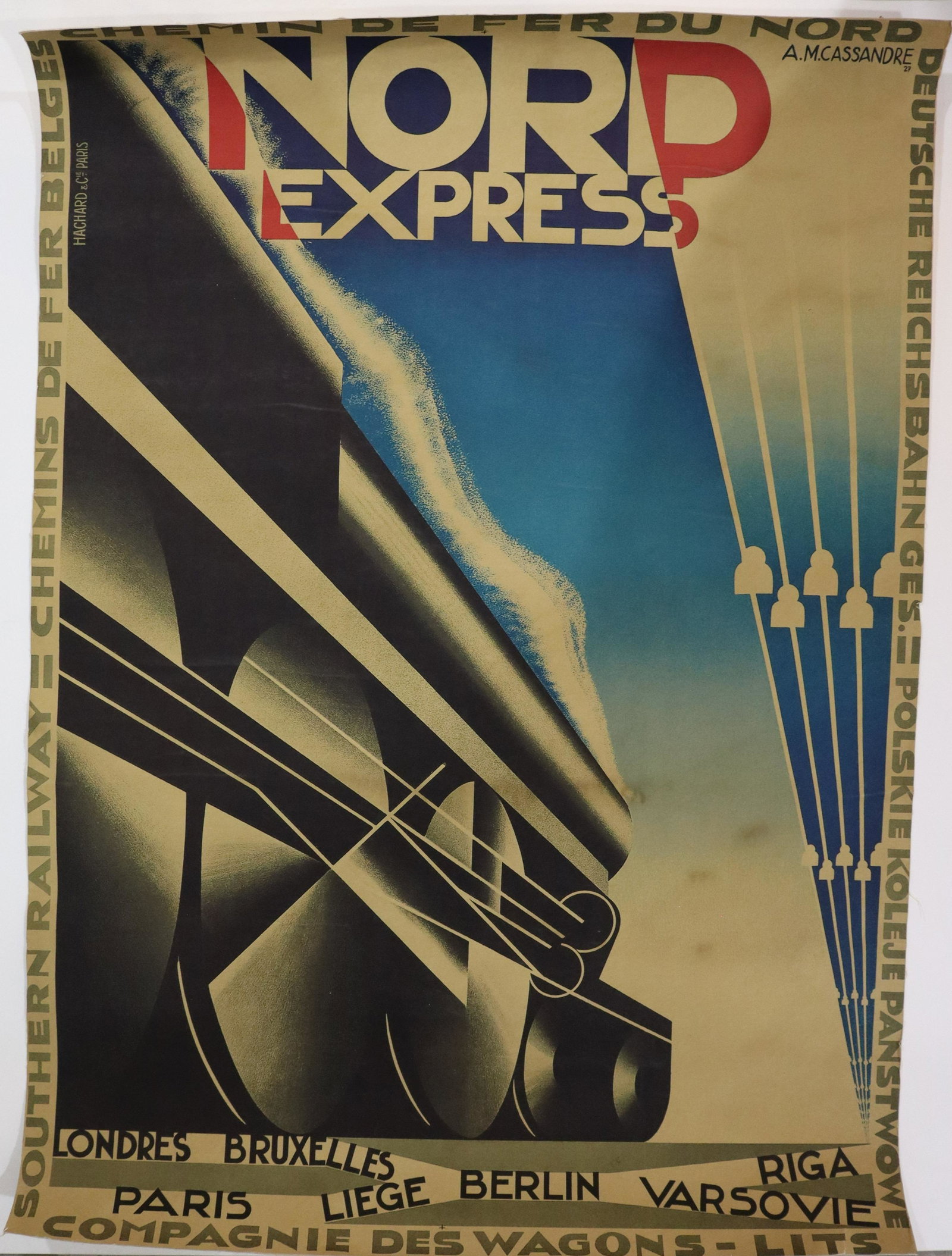 After A.M. Cassandre Nord Express Poster: AFTER A.M. CASSANDRE (FRENCH) Poster titled "Nord Express" 40 3/4" x 29" (approximate size)