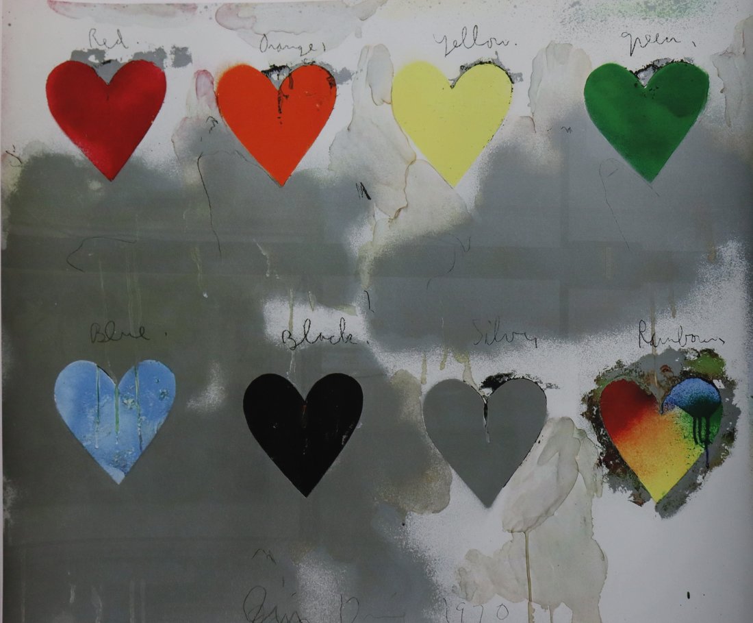 Jim Dine Hearts Offset Lithograph: JIM DINE (B. 1935) Hearts Offset lithograph in colors 24" x 30"