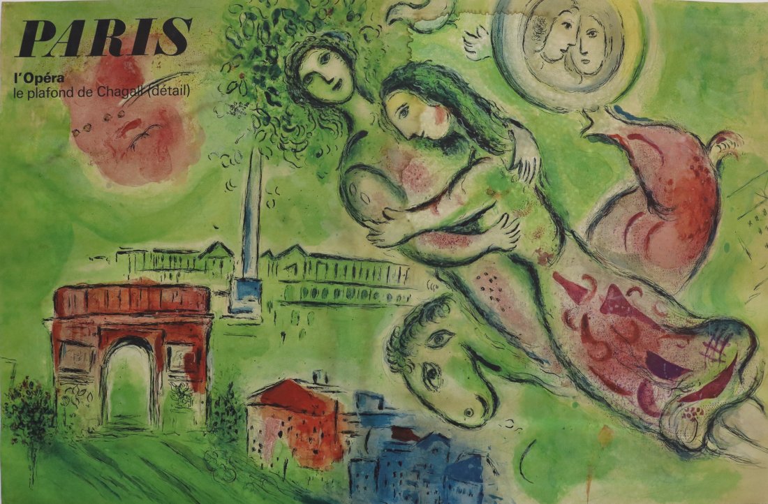 Marc Chagall Paris Opera Poster Pencil Signed: MARC CHAGALL (1887-1985) Romeo et Juliette Offset lithograph in colors Signed in pencil lower right side 24" x 37"