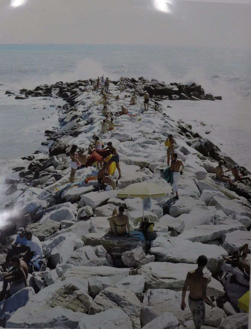 Massimo Vitali Beach Scene Photograph: MASSIMO VITALI (B. 1944) Beach Glossy photo-litho, printed later 25" x 23"