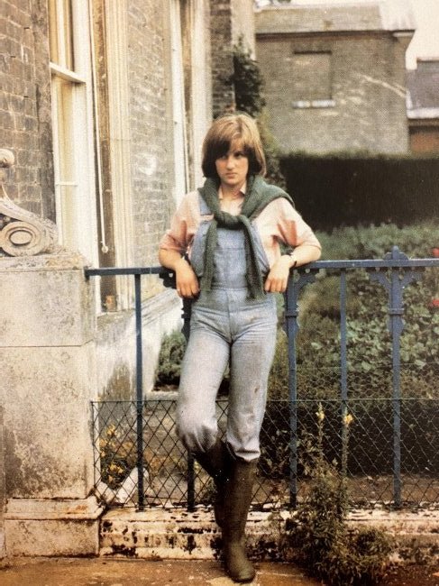 Unknown Photographer, Princess Diana Leaning: UNKNOWN PHOTOGRAPHER, Photo-Litho of Princess Diana Leaning on a fence dressed in an overall and boots 9 3/4" x 6"