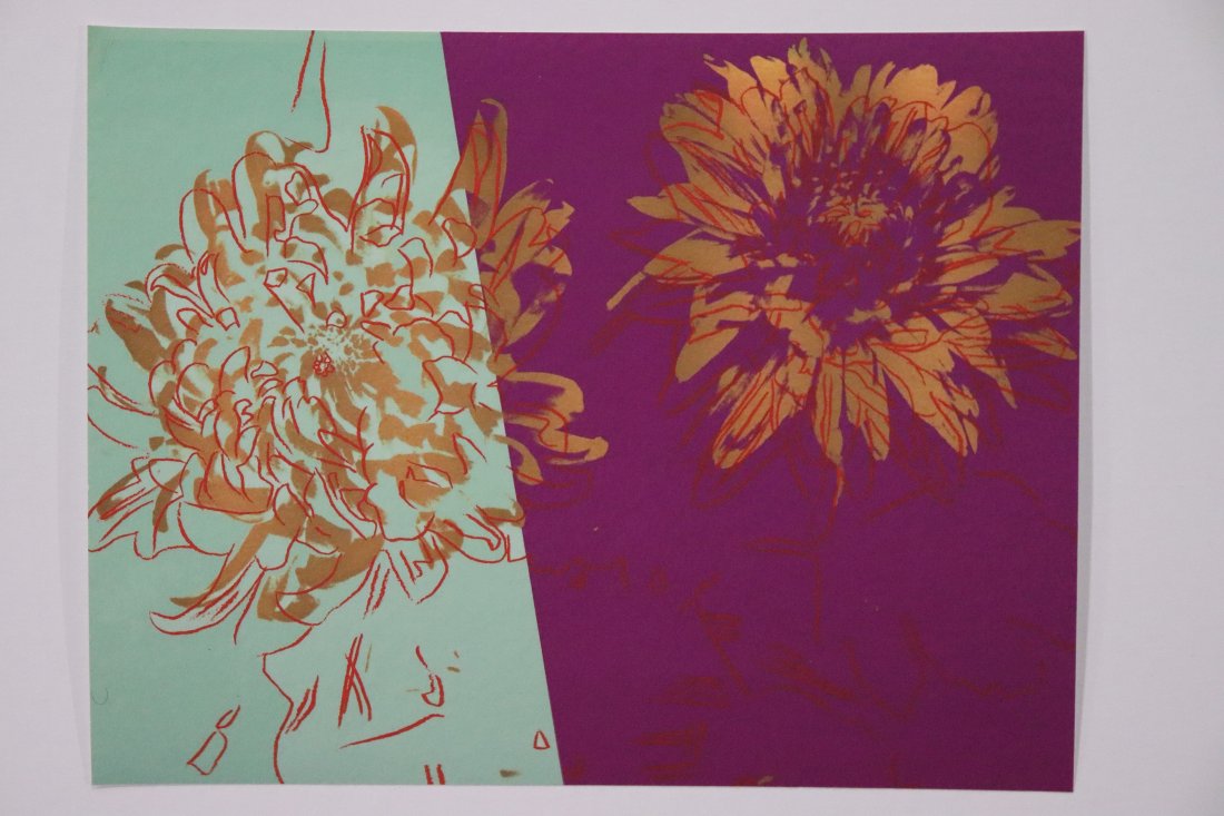 Andy Warhol Kiku Flowers: ANDY WARHOL (1928-1987) Kiku Flowers Serigraph in colors 11\" x 8.5\"