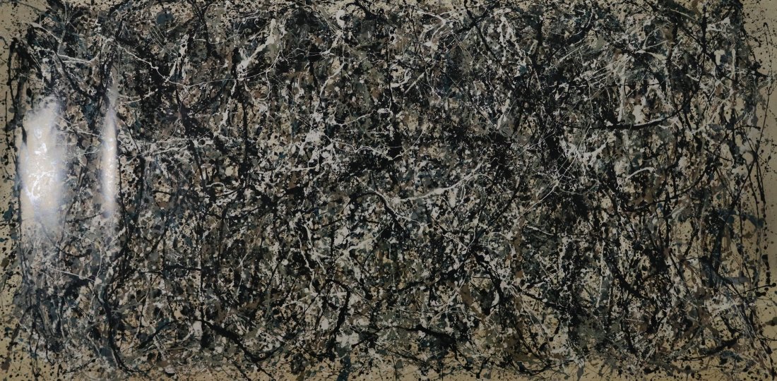 Jackson Pollock (Untitled) Large Colored Print: JACKSON POLLOCK Untitled Large offset colored print 33" x 64" Later 20th c. printing