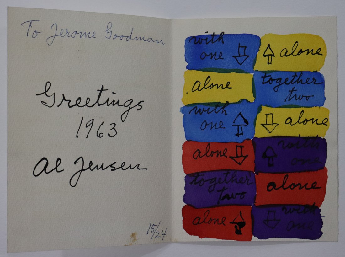 Alfred Jensen (Rectangles) Watercolor/Ink: ALFRED JENSEN (1903-1981) Untitled (12 Rectangles) 1963 Watercolor and ink on paper 7" x 10" Signed left side, inscribed and dated "To Jerome Goodman Greetings Alfred Jensen" Provenance: Gifted direct