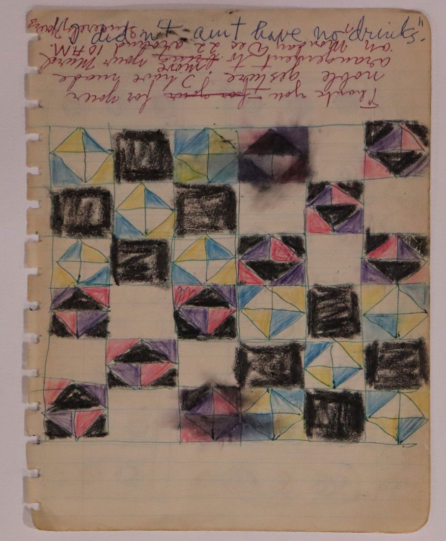 Alfred Jensen Acrylic & Pencil Double-Sided Drawing: ALFRED JENSEN (1903-1981) Untitled (Diamond & Squares) 1960 Acrylic, colored pencil, ink on paper 10" x 8" Hand writing and notations to bottom from Jensen Provenance: Gifted directly from the artist