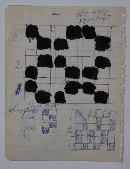 Alfred Jensen Black Watercolor Double-Sided Drawing: ALFRED JENSEN (1903-1981) Untitled, 1960 Watercolor on paper 10" x 8" Provenance: Gifted directly from the artist to friend Gerome Goodman who is noted as a friend and an early important collector. Mr