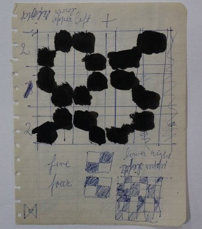 Alfred Jensen Black Watercolor Double-Sided Drawing: ALFRED JENSEN (1903-1981) Untitled, 1960 Watercolor on paper 10" x 8" Provenance: Gifted directly from the artist to friend Gerome Goodman who is noted as a friend and an early important collector. Mr