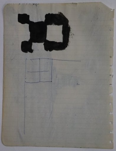 Alfred Jensen Black Watercolor Double-Sided Drawing: ALFRED JENSEN (1903-1981) Untitled, 1960 Watercolor on paper 10" x 8" Provenance: Gifted directly from the artist to friend Gerome Goodman who is noted as a friend and an early important collector. Mr