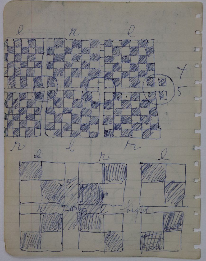 Alfred Jensen Blue Ink Double-Sided Drawing: ALFRED JENSEN (1903-1981) Untitled, 1960 Blue ink on paper 10" x 8" Provenance: Gifted directly from the artist to friend Gerome Goodman who is noted as a friend and an early important collector. Mr.