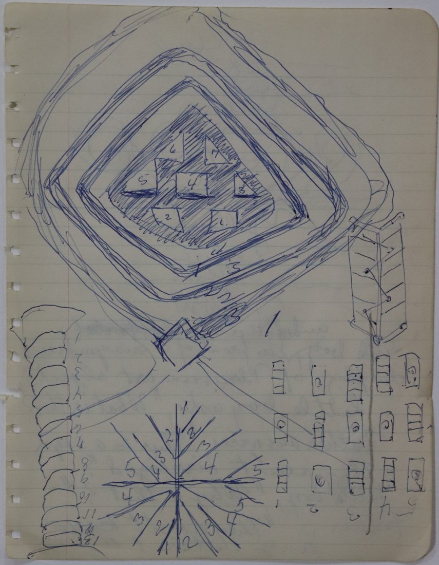 Alfred Jensen Blue Ink Double-Sided Drawing: ALFRED JENSEN (1903-1981) Untitled, 1960 Blue ink on paper 10" x 8" Provenance: Gifted directly from the artist to friend Gerome Goodman who is noted as a friend and an early important collector. Mr.