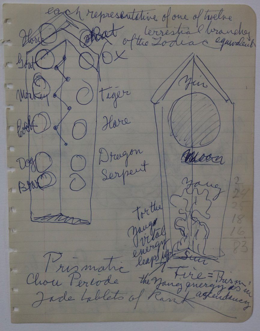 Alfred Jensen Blue Ink Double-Sided Drawing: ALFRED JENSEN (1903-1981) Untitled, 1960 Blue ink on paper 10" x 8" Provenance: Gifted directly from the artist to friend Gerome Goodman who is noted as a friend and an early important collector. Mr.