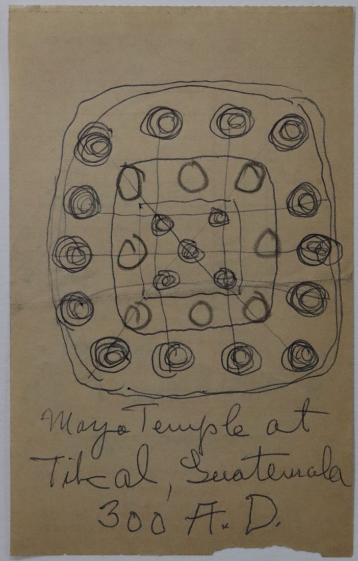 Alfred Jensen Pencil/Pen Drawing on Reciept: ALFRED JENSEN (1903-1981) Untitled, 1960 Ink and pencil on paper 6" x 4" Provenance: Gifted directly from the artist to friend Gerome Goodman who is noted as a friend and an early important collector.