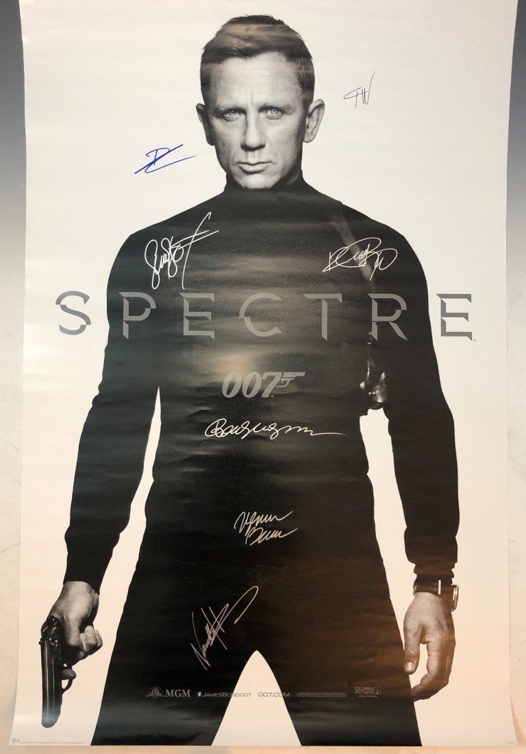 007 Spectre James Bond Movie Poster (Cast Signed): Movie poster signed by the cast of Spectre Signatures include Daniel Craig 36" x 24"