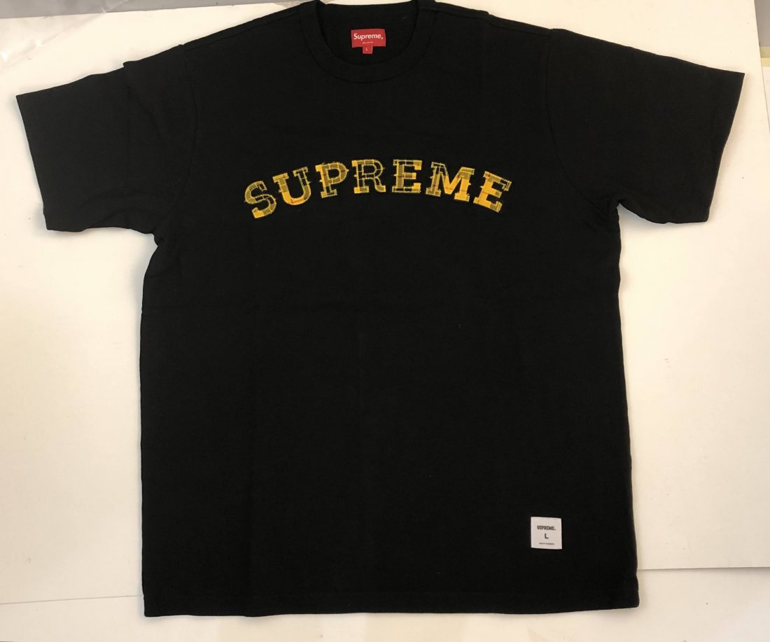 Supreme Shirt Black: Supreme issued shirt Black with yellow supreme detailing. Size L