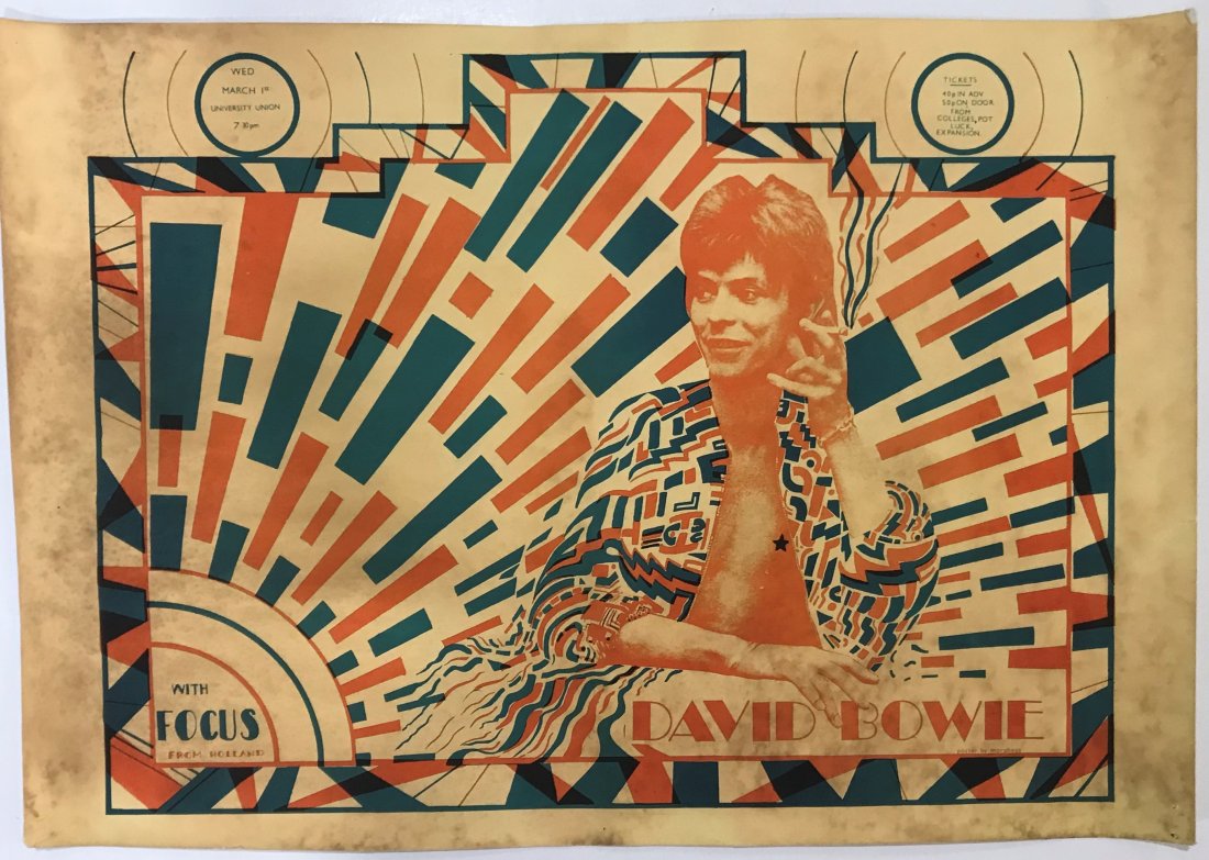 David Bowie Themed Poster: Poster titled "Ziggy Stardust Tour University Untion" 20 7/8" x 14 3/4" (approximate size)