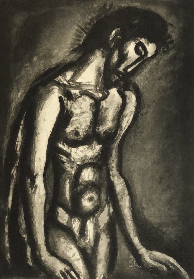 Georges Rouault Engraving on Paper: GEORGES ROUAULT (FRENCH) PortraitEngraving on paper 8" x 6" Printed circa mid 20th c.