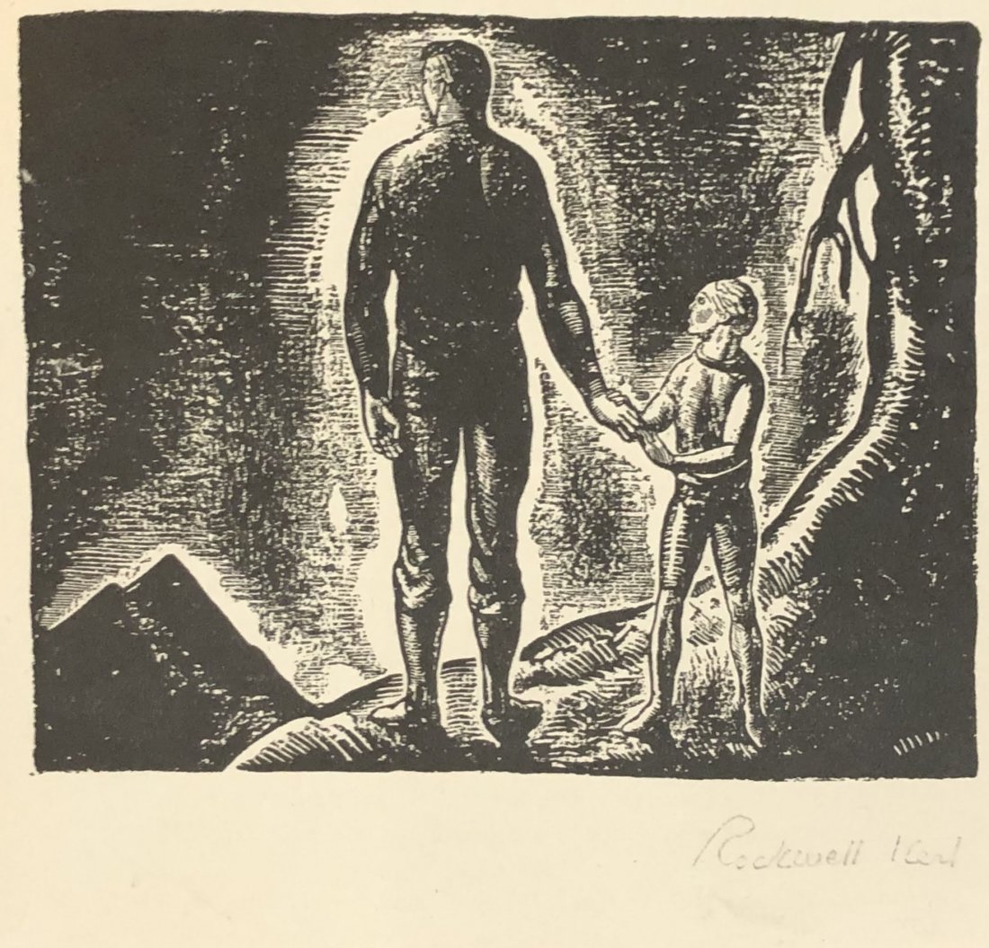Rockwell Kent - On The Height (Signed): ROCKWELL KENT (1882-1971) On The Height Print in black and white (book plate) 6 1/4" x 6 1/2" (Sheet) Signed under image in pencil
