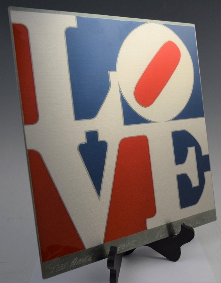 After Robert Indiana, The American Love (Aluminum): AFTER ROBERT INDIANA (1928-2018) The American Love Aluminum 14" x 13" Signed, dated lower right, titled in lower left