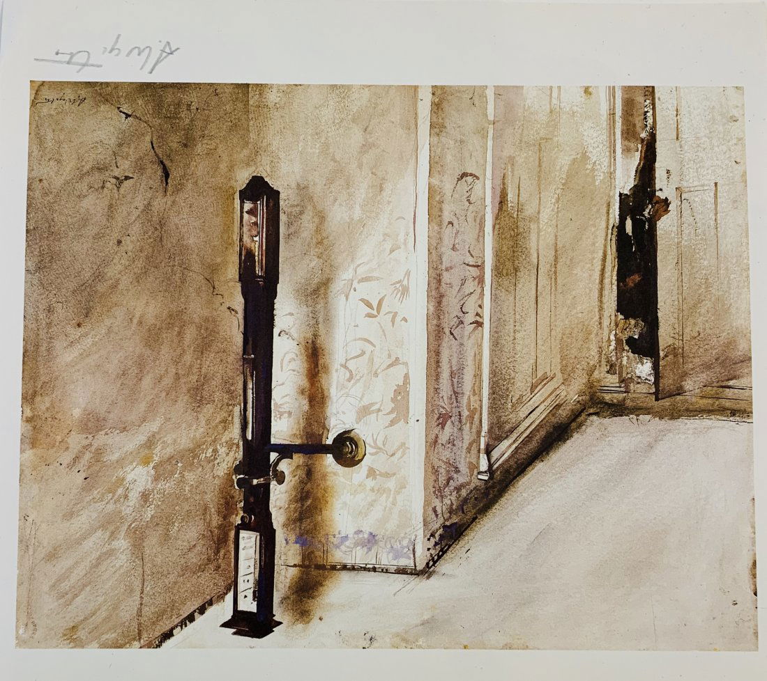 Andrew Wyeth (Interior Scene) Pencil Signed: ANDREW WYETH (1917-2009) Interior Scene Offset lithograph in colors 9 1/2" x 10 3/4" Signed lower side in pencil