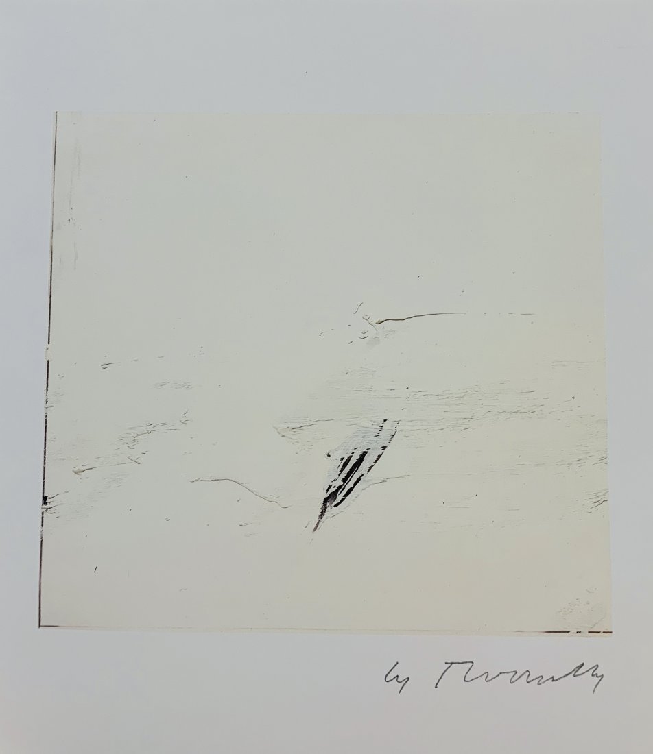 Cy Twombly (Untitled) Pencil Signed Offset Lithograph: CY TWOMBLY (1928-2011) Untitled (Blue) Colored offset lithograph 11 1/2" x 9 3/4" Signed lower right side in pencil
