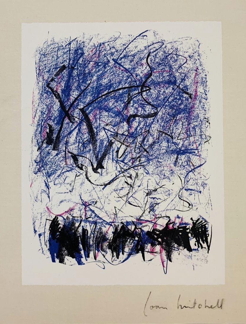 Joan Mitchell (Abstract) Pencil Signed Colored Print: JOAN MITCHELL (1925-1992) Abstract Colored print on paper 8 1/2" x 6 1/2" Signed lower side in pencil