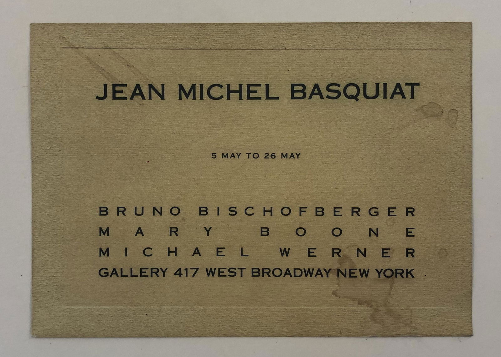 Bischofberger/Boone - Basquiat Announcement 1984 (1 of 1)