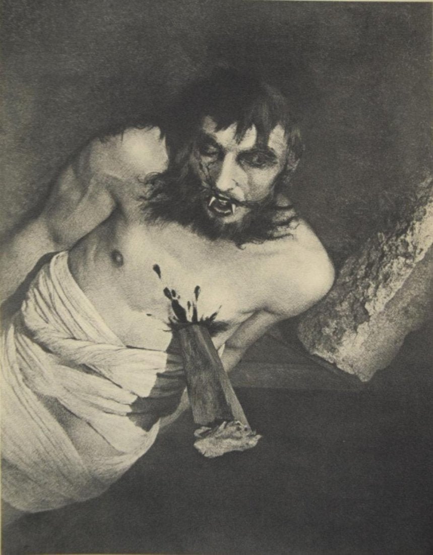 William Mortensen The Vampire Sheet-Fed Gravure: WILLIAM MORTENSEN (1897-1965) The Vampire, 1930's Sheet-fed gravure 10" x 8