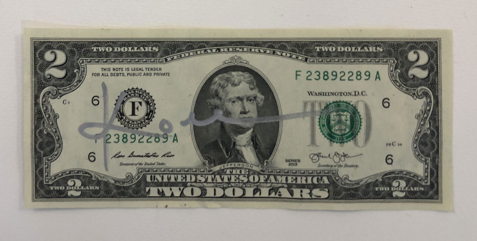 Kobe Bryant Signed Two Dollar Bill (1 of 2)