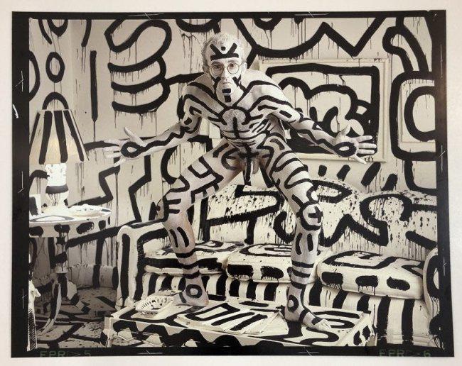 Black and White Photograph of Keith Haring: Black and White Photograph of Keith Haring,New York City Photograph in black and white, printed later 21 3/4" x 27"
