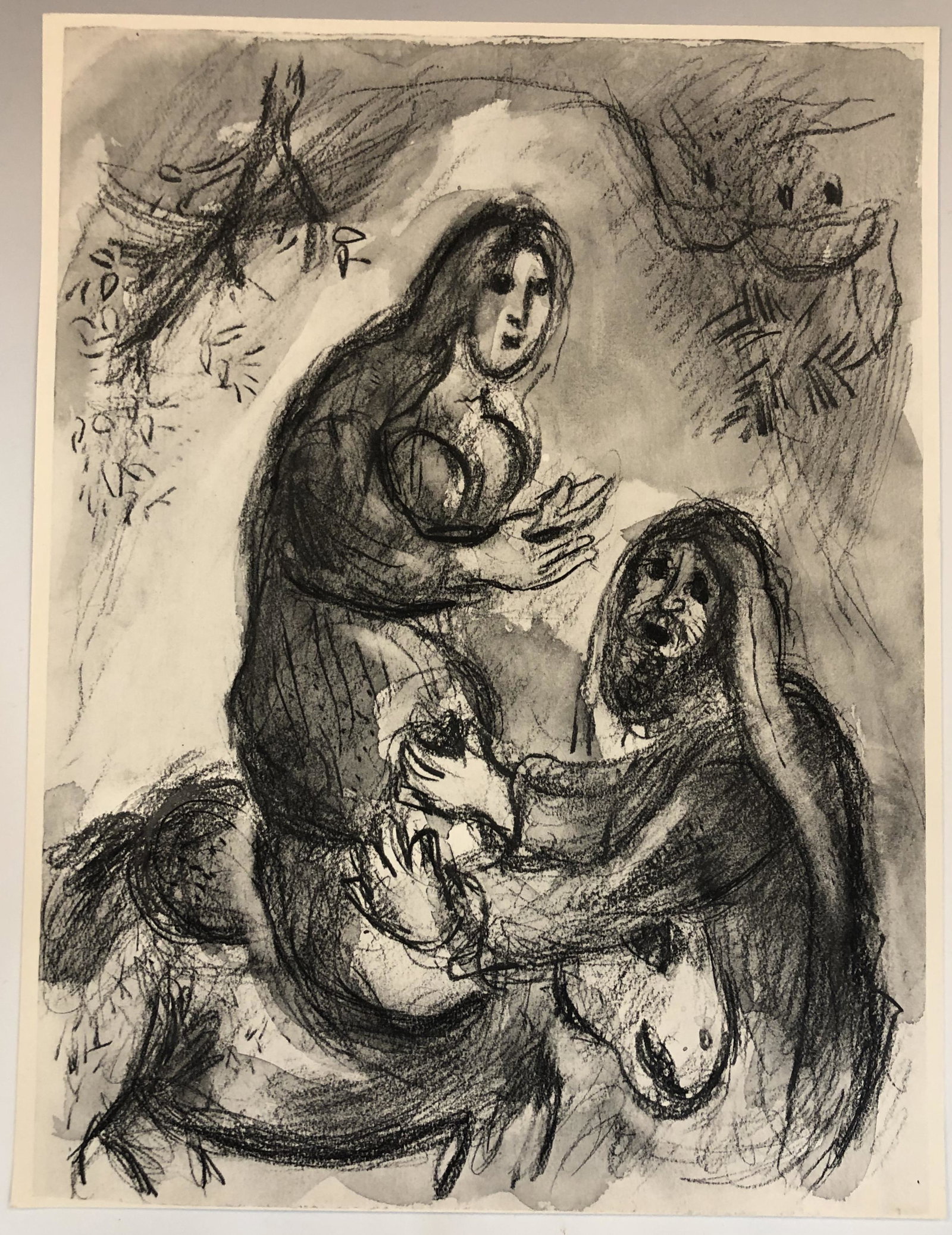 Marc Chagall (Untitled) Print: MARC CHAGALL (1887-1985) Untitled Print on paper 12 3/4" x 9 3/4"