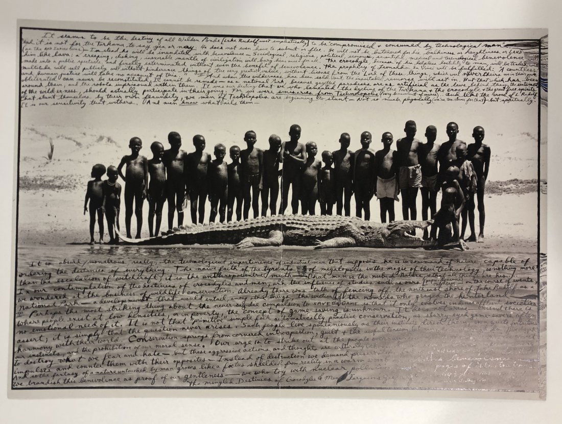 Peter Beard (Ferguson Gulf Spit) Print: PETER BEARD (1938-2020) Ferguson's Gulf Spit Crocodile Print Printed circa later 20th c. 14" x 20"