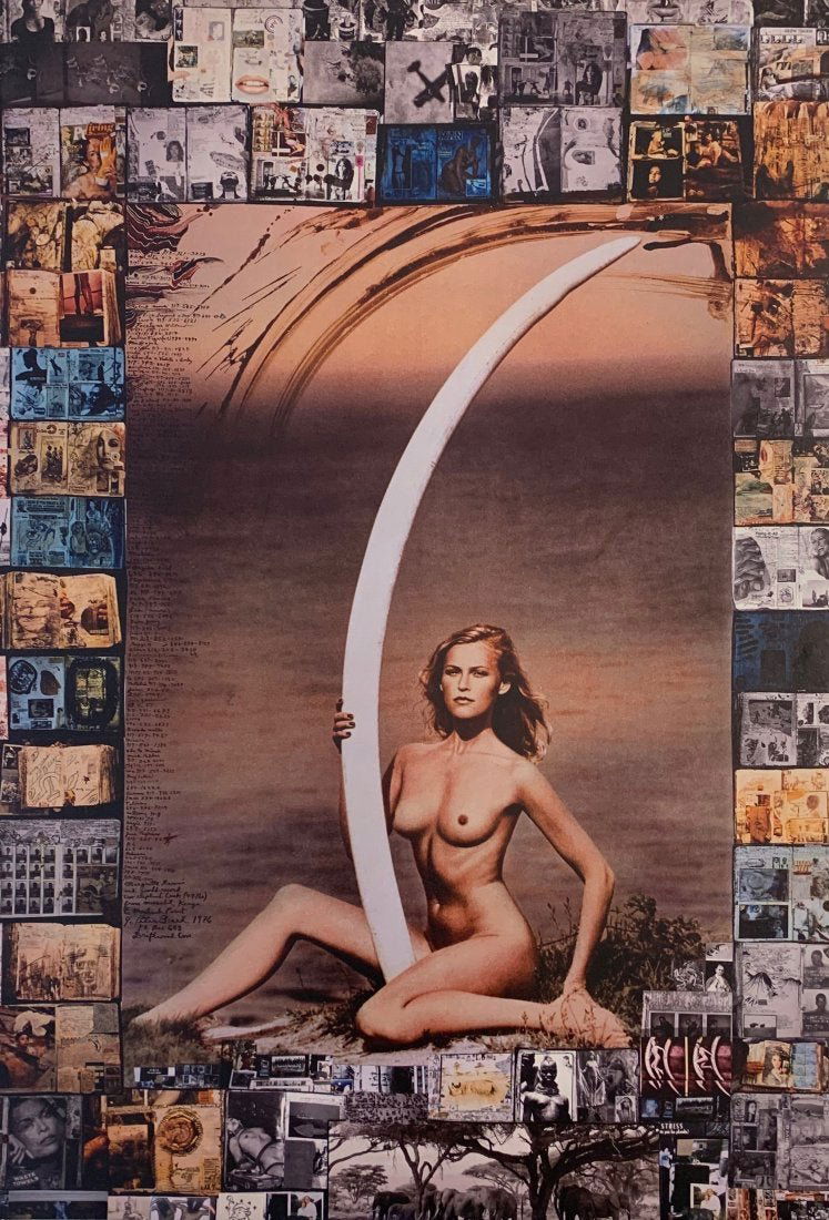 Peter Beard (Woman with tusk) Print: PETER BEARD (1938-2020) Print Woman with tusk Printed circa late 20th century 14 1/2" x 10"