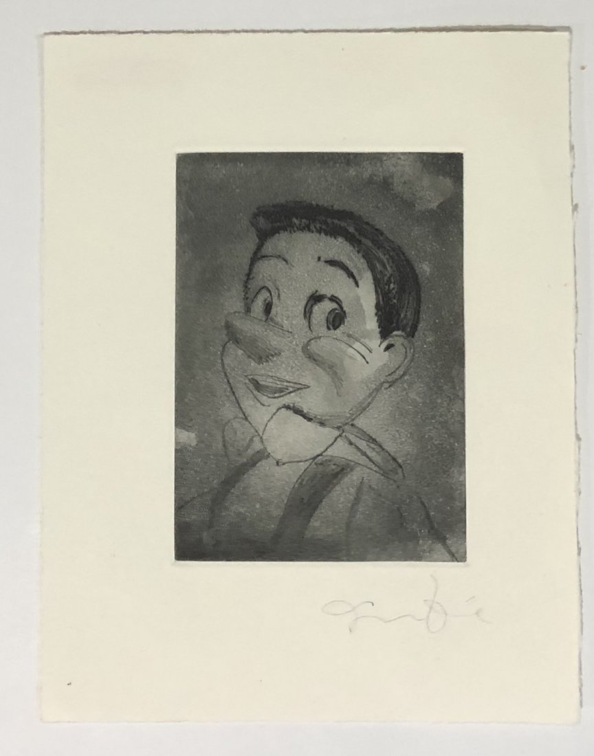 Jim Dine (Pinocchio) Etching c. 1999: JIM DINE (B. 1935) Pinocchio Etching on wove paper 9" x 7"