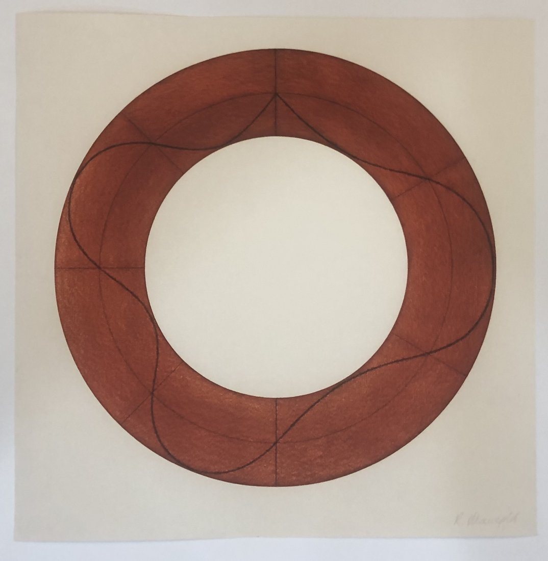 Robert Mangold (Ring Image) Colored Print: ROBERT MANGOLD (B. 1937) Ring Image A Colored print on heavy paper 20" x 20"