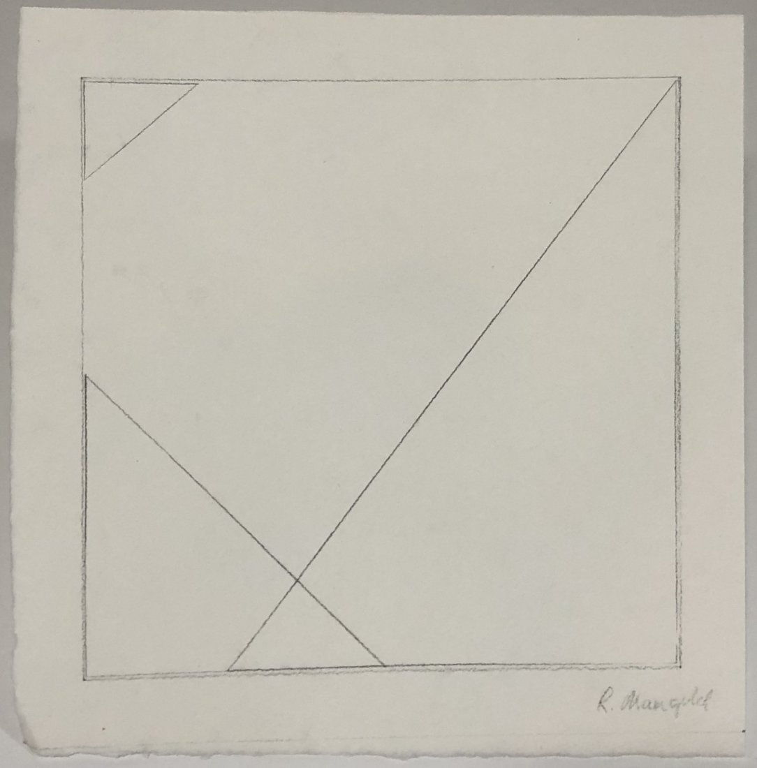 Robert Mangold (Untitled, Study) Original Sketch: ROBERT MANGOLD (B. 1937) Untitled (study for four triangles with a square) Original Sketch on Paper 11" x 10 3/4" Signed lower right side