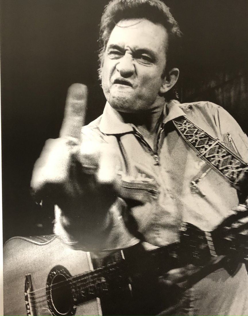 Johnny Cash Middle Finger Music Print on Paper: 27" x 21 3/4"