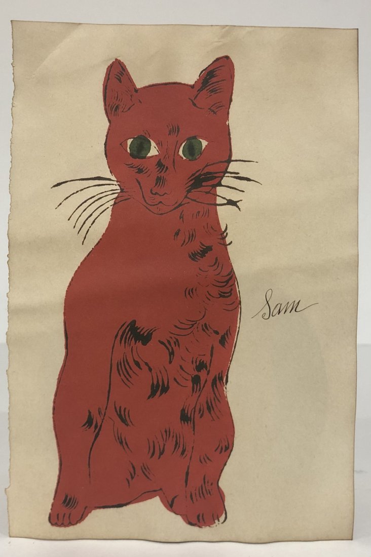 Andy Warhol (Sam the Cat) Colored Print: ANDY WARHOL (1928-1987) Sam the Cat Colored Print 8" x 5 1/2"