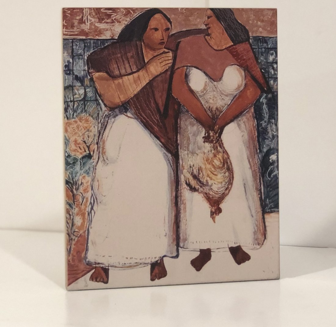 Sargent Johnson (Two African American Women) Tile: Tile depicting two African American women, 9 3/4" x 7 3/4"