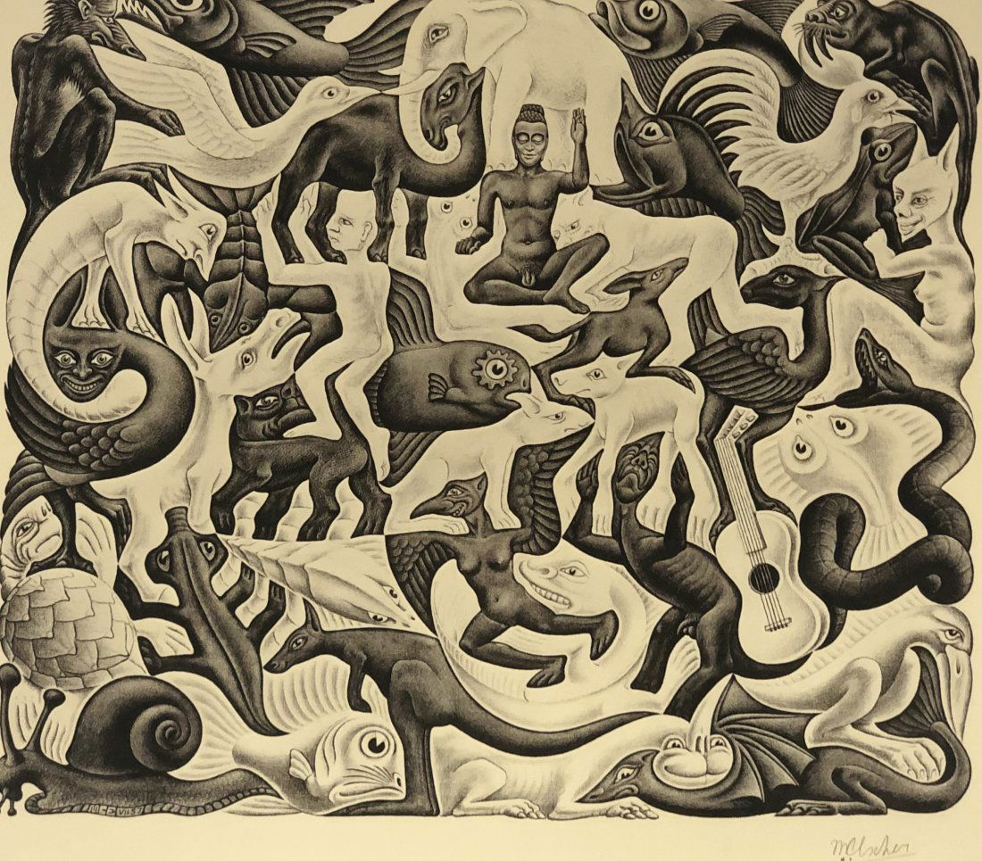 M.C. Escher (Mosaic II) Print on Paper: M.C. ESCHER (1898-1972) Mosiac II Print on Paper 18" x 21"