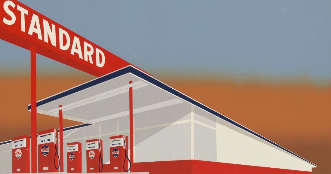 Ed Ruscha (Standard Station) Glossy Print on Paper: ED RUSCHA (B. 1937) Standard Station Glossy Print on Paper 26" x 48"