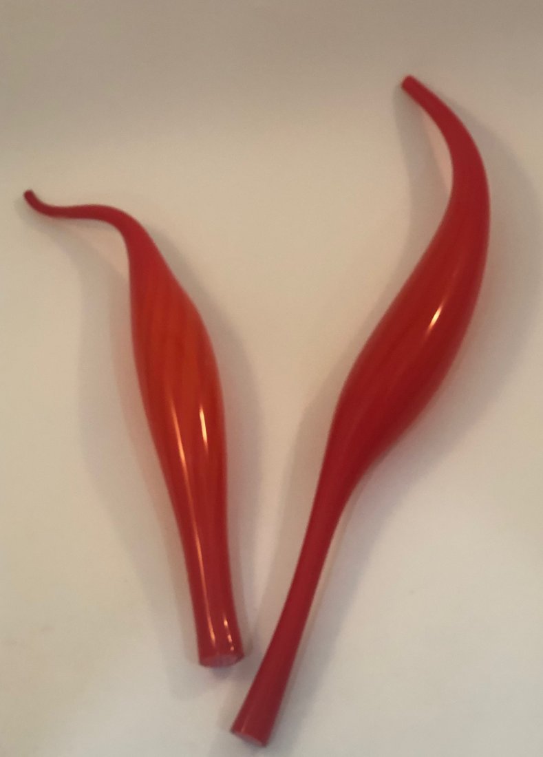 Attributed to Dale Chihuly Long Stem Art Glass: ATTRIBUTED TO DALE CHIHULY (B. 1941) Long Stem Art Glass (lot of 2) ; 37" and 35"