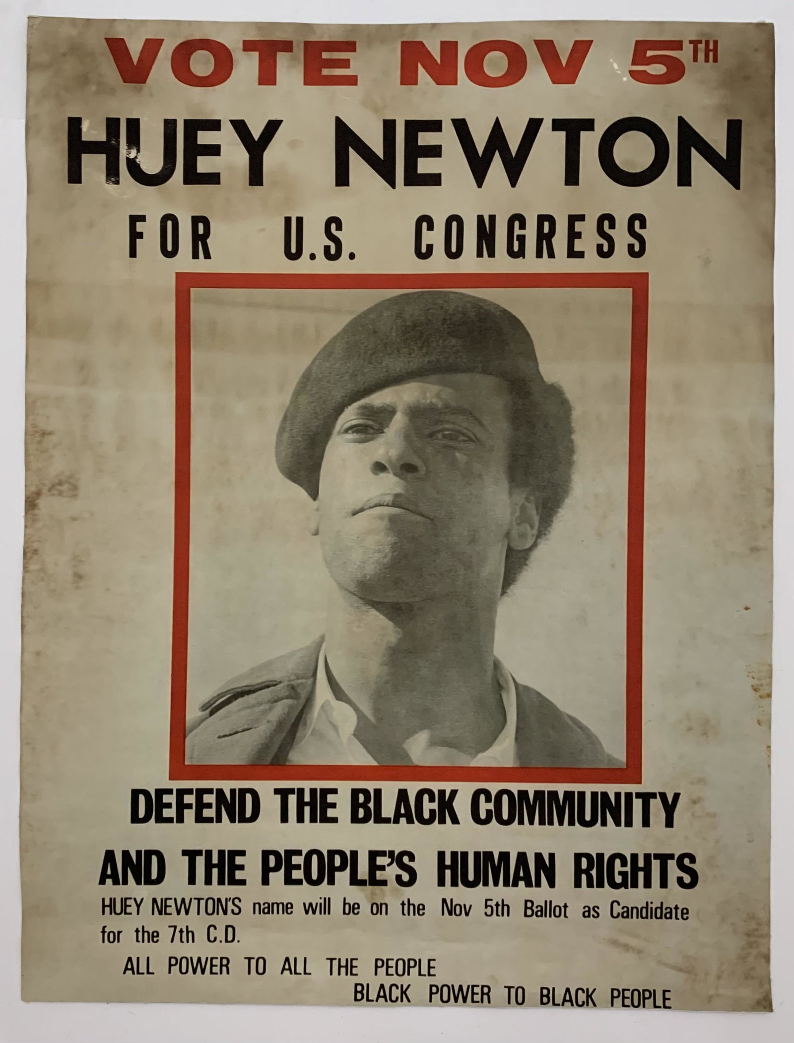 Huey Newton Campagin Print: Huey Newton Campagin Print Measures 17 x 22.5 inches