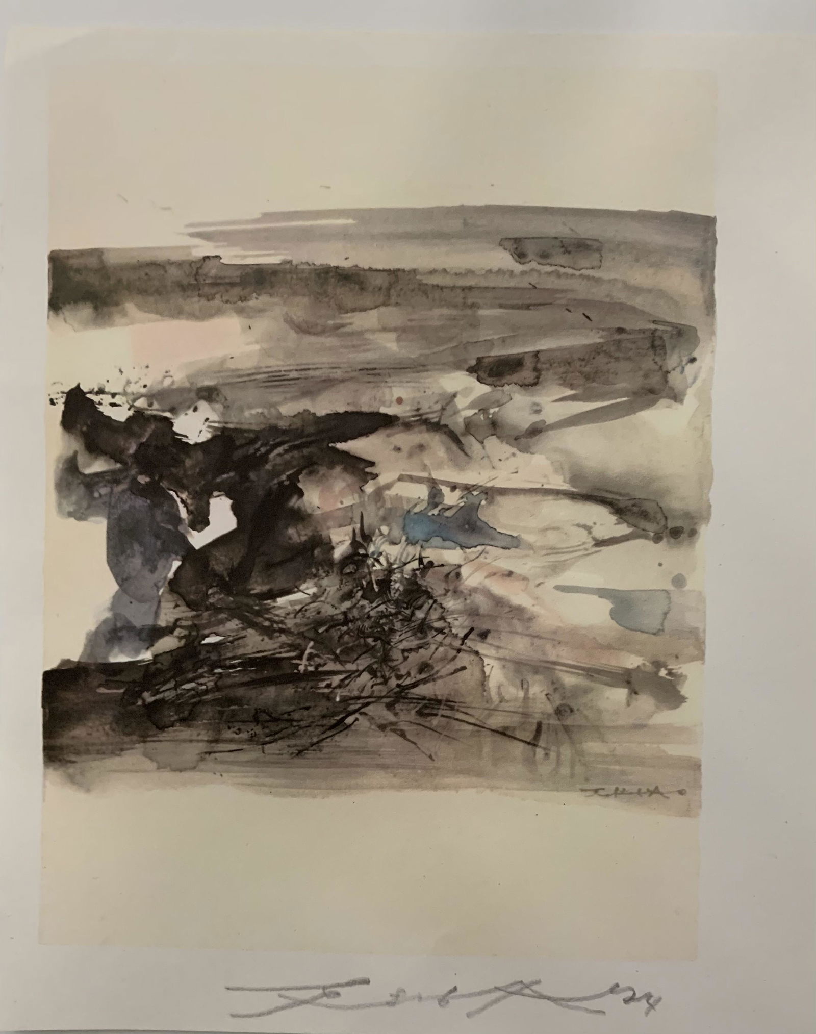 Illegibly Signed Chinese Abstract Colored Print (1 of 2)