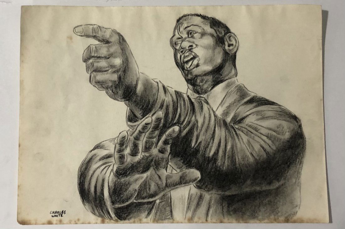 Charcoal Illustration African American Artwork: Charcoal illustration sketch, in the manner of Charles Wilbert White 8 1/4" x 11 1/2"