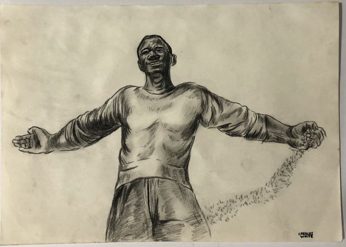 Charcoal Illustration African American Artwork: Charcoal illustration sketch, in the manner of Charles Wilbert White 8 1/4" x 11 1/2"