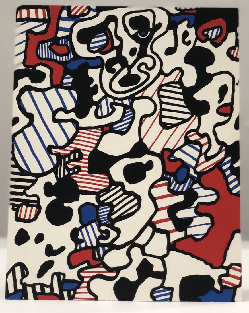 Jean DuBuffet Screenprint c. 1967: JEAN DUBUFFET (1901-1985) Untitled Screenprint in colors 10 1/2" x 8 3/8" Edition: Limited edition c. 1967 Publisher: Editions Jeanne Bucher, Paris, Galerie Beyeler, Basel Printer: La Ruche, Paris Mou